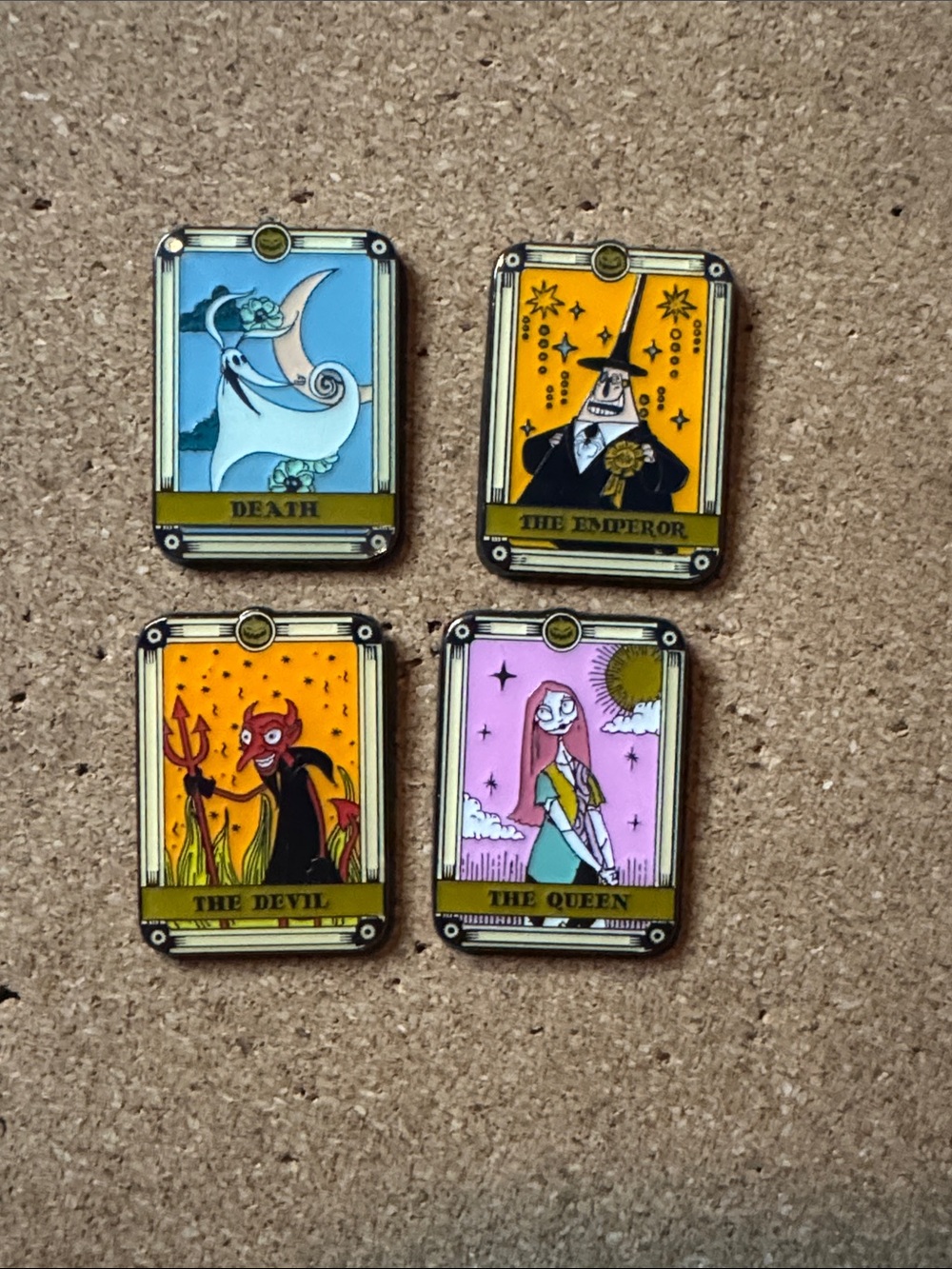 Nightmare Before Christmas Tarot Card Pins - 4pcs